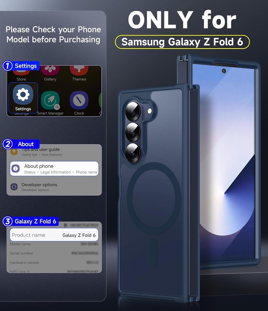for Galaxy Z Fold 6 Case 2Pcs Screen Protector, Magnetic Integrated Structure