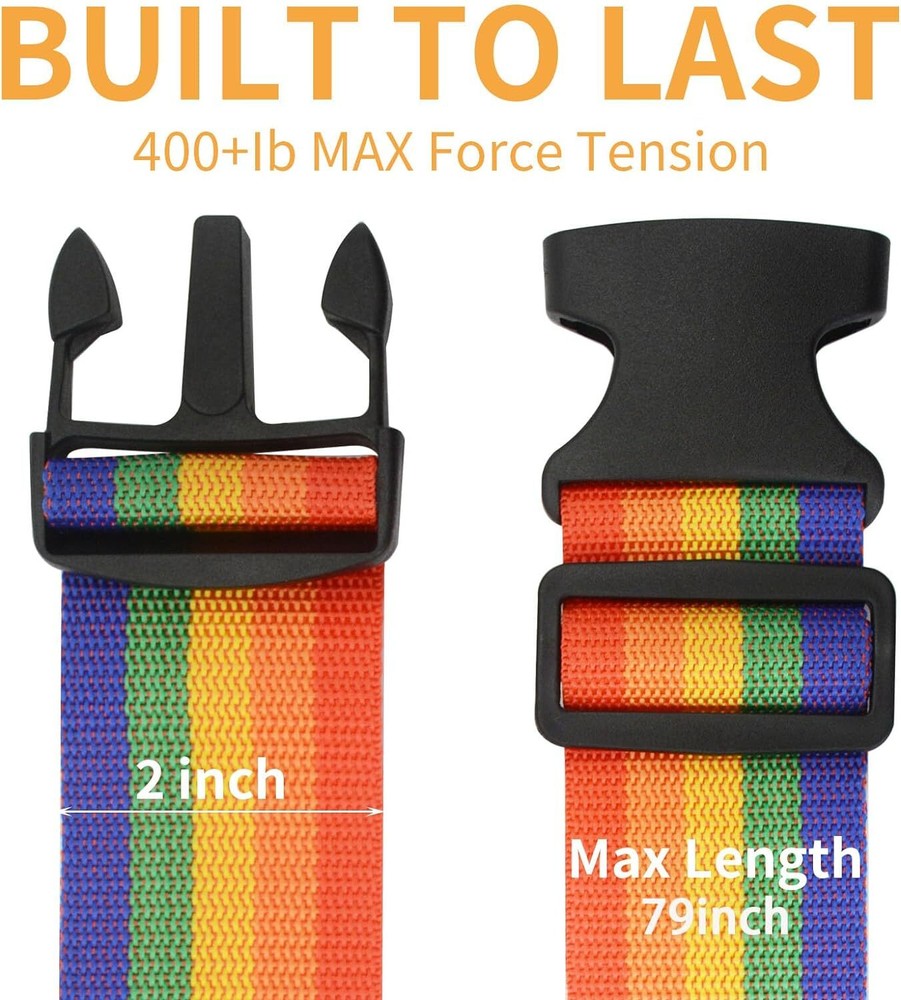 4 Pack Luggage Straps 79" Long Belts Keep Suitcase Secure While Traveling