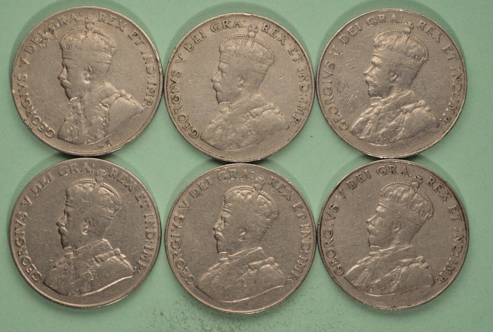 1922 - 1930 Canada 5 cents - 6 different dates - Nice Starter Set