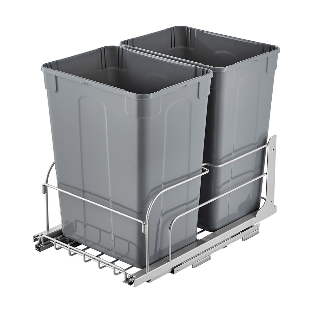 VEVOR Double Pullout Waste Container Kitchen Trash Can Soft Close Grey 35QTx2