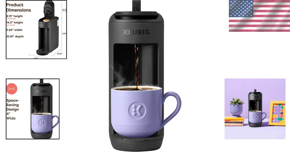 Coffee Maker Small Space Single Serve Compact Drip Machine 12oz