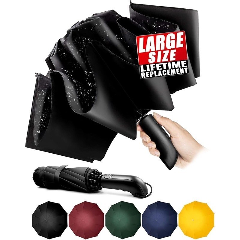 Compact Reverse Folding Umbrella Wind Resistant Automatic Travel Umbrella New