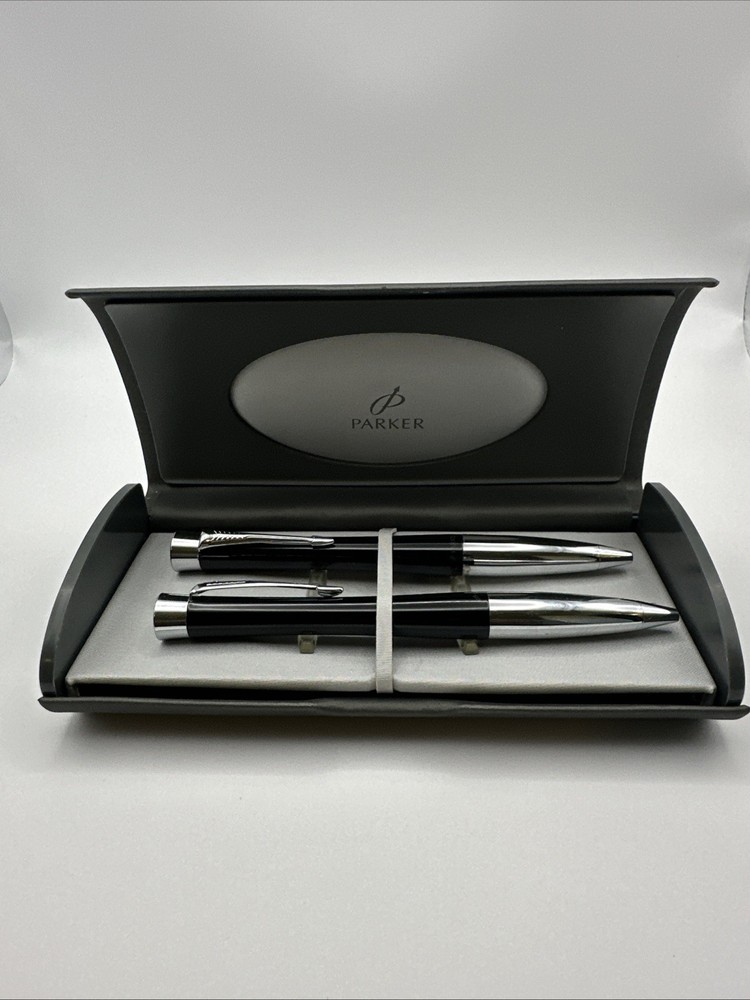 Parker 2 Slot Dark Grey Soft Gift Box 2 Pens Needs Ink Replacement