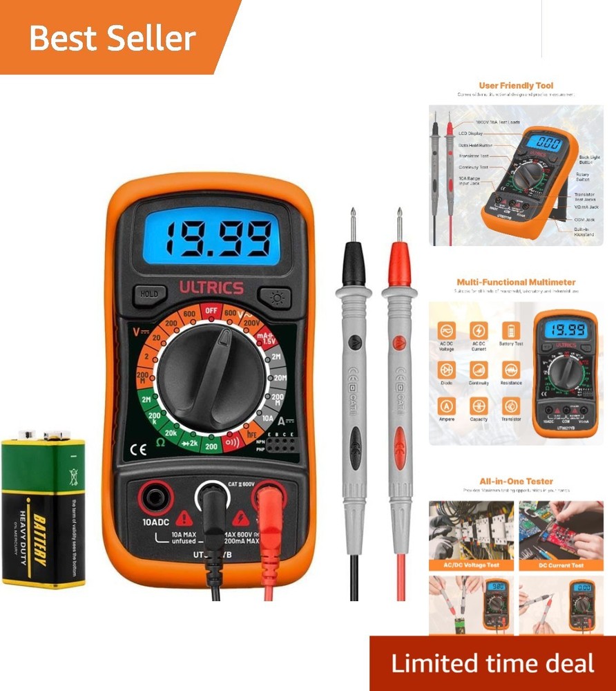 Multipurpose Digital Tester - Voltmeter, Ammeter, Ohmmeter with Safety Features