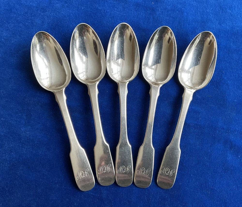 SOLID STERLING SILVER 5 TEASPOONS  HALLMARKED GLASGOW  1841  106 g