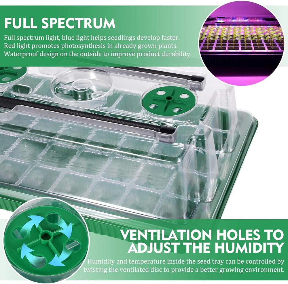 Professional Seed Starter Kit with Grow Light, Humidity Dome, and Timer