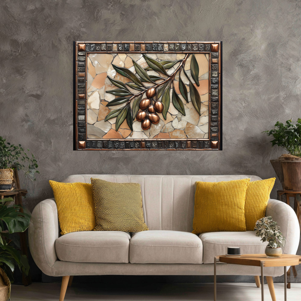 Olive Branch Copper Look Tempered Glass Kitchen Backsplash Panel