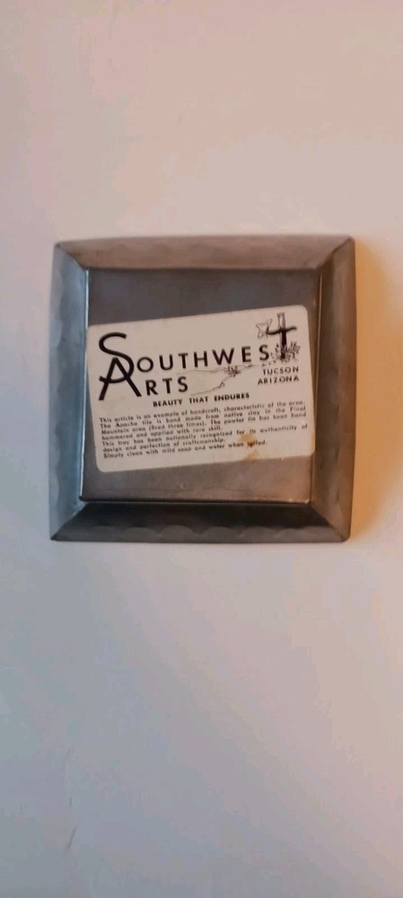 Handmade Apache Tile And Hand Hammered Pewter Tin Tray Southwest Arts 3x Fired