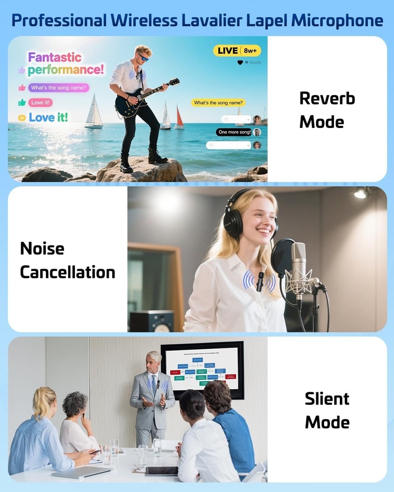 Pink Wireless Lavalier Microphone for iPhone & Android - Mini Clip-On