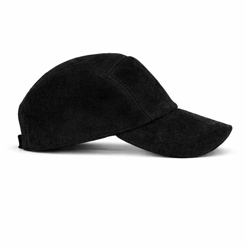 Black Genuine Leather Suede Baseball Cap Adjustable Dad Hat
