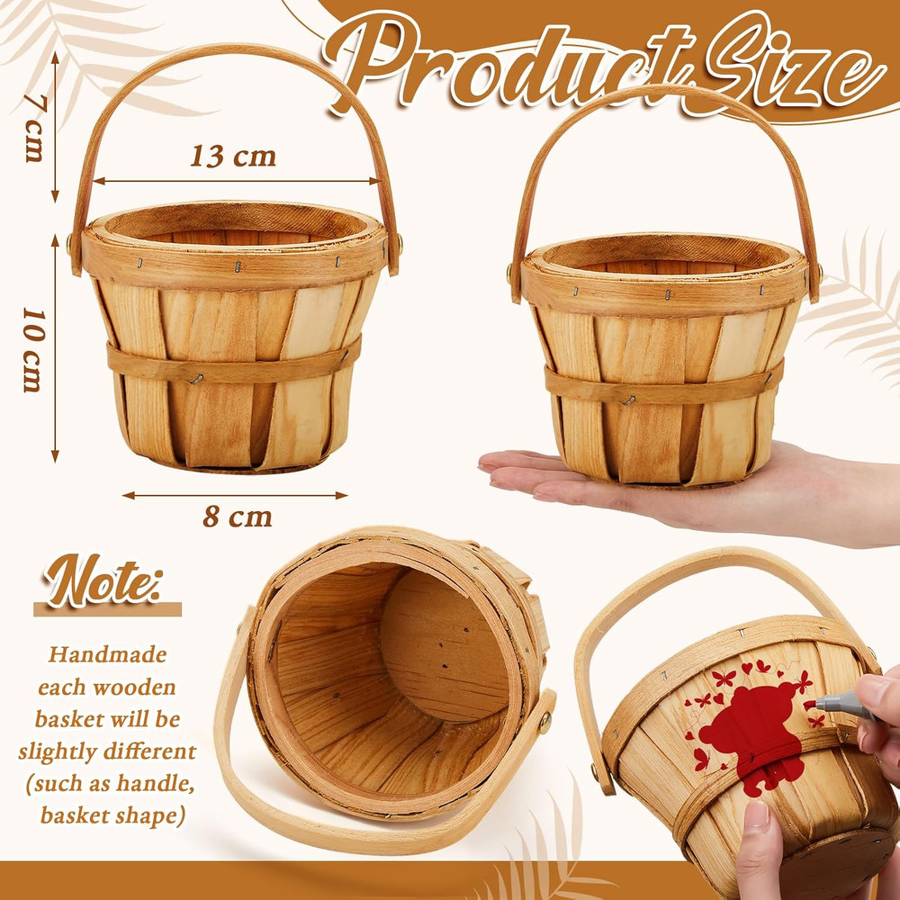 10 Pcs Mini Wooden Apple Baskets – Rustic Gift & Fruit Picking Baskets