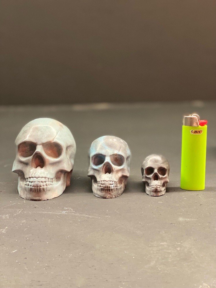 Handmade Concrete Skull Figure