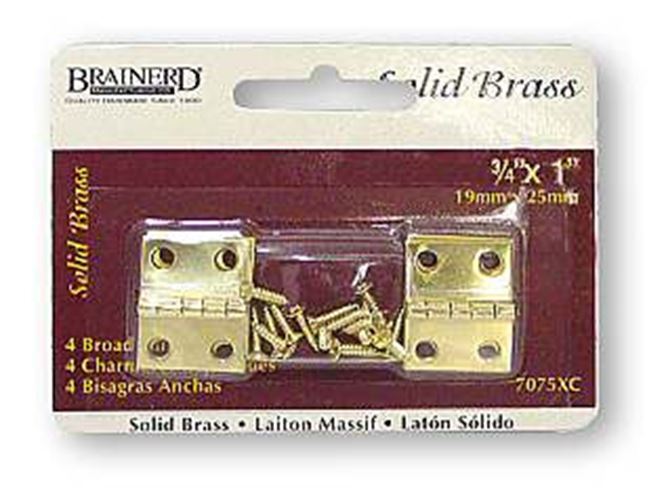 Hinge Four Carded Solid Brass 3/4" X 1"