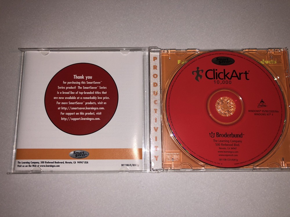 Broderbund ClickArt 10,000 Premier Image Pack CD Rare Vintage Windows Software