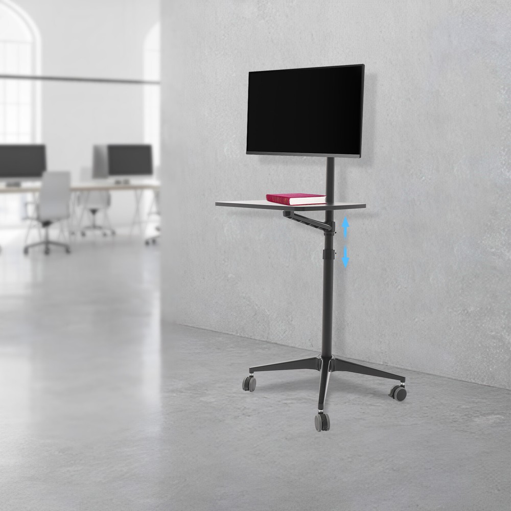 Portable Rolling Laptop Floor Standing Table Mobile Workstation Adjustable Hight