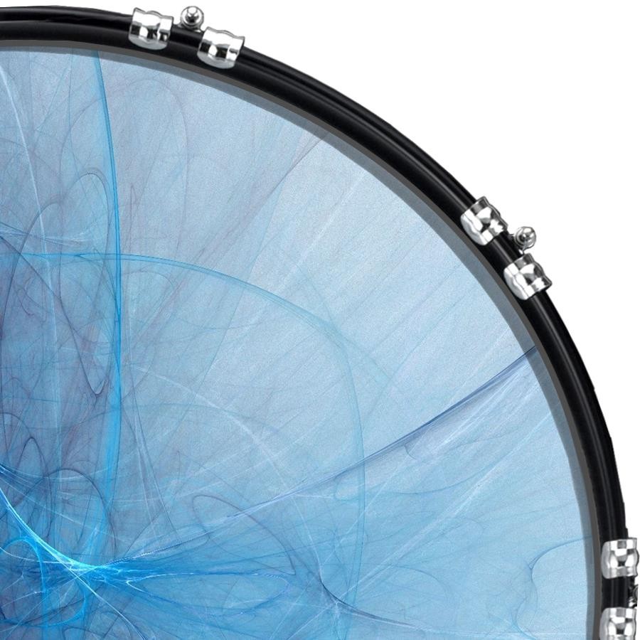 Custom 22" Kick Bass Drum Head Graphical Image Front Skin Blue Webbing