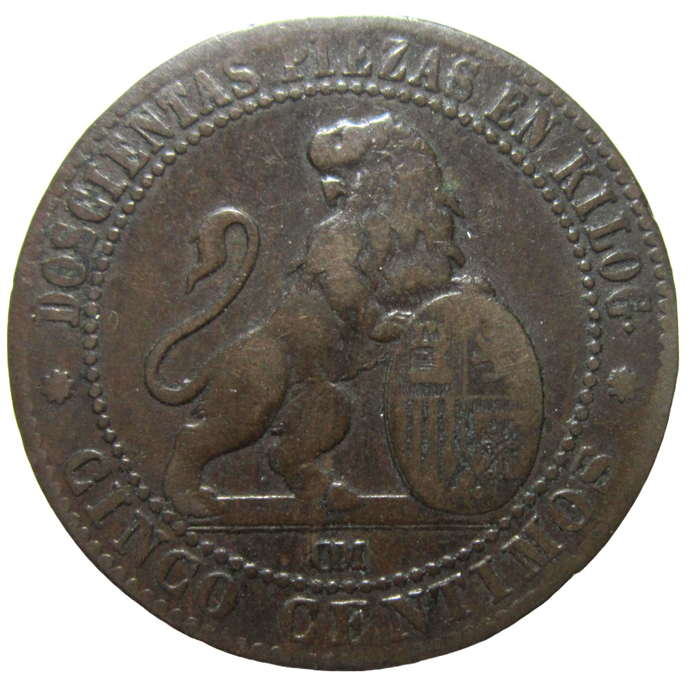 SPAIN. 5 CENTIMOS, 1870.