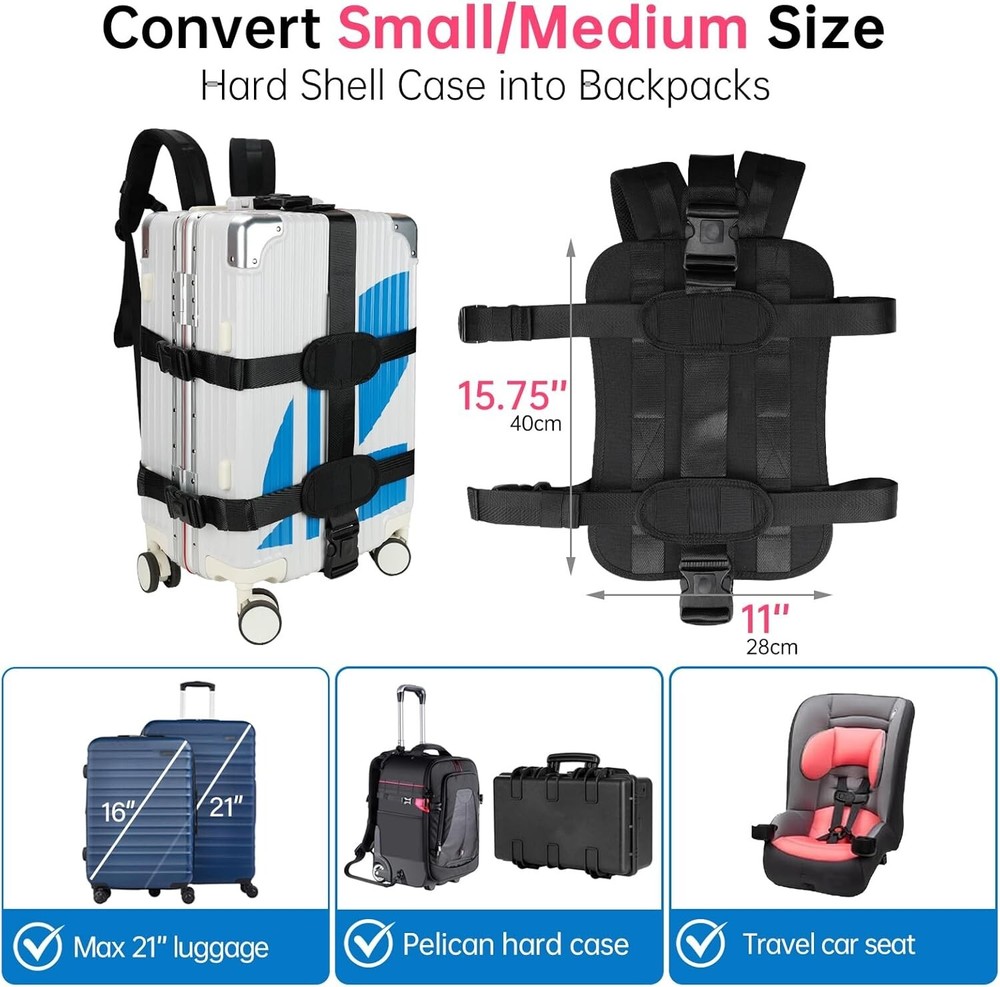 Backpack Carrying System with Strap for Carrying Hard Shell Case/Hand Luggage