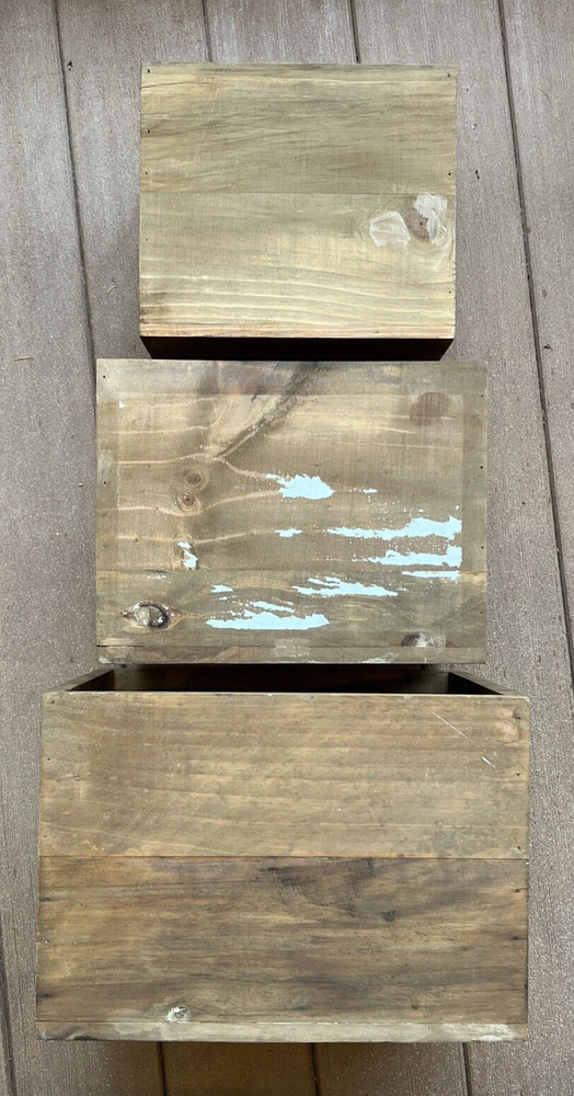 Set of 3 Rustic Farmhouse Nesting Wooden Boxes