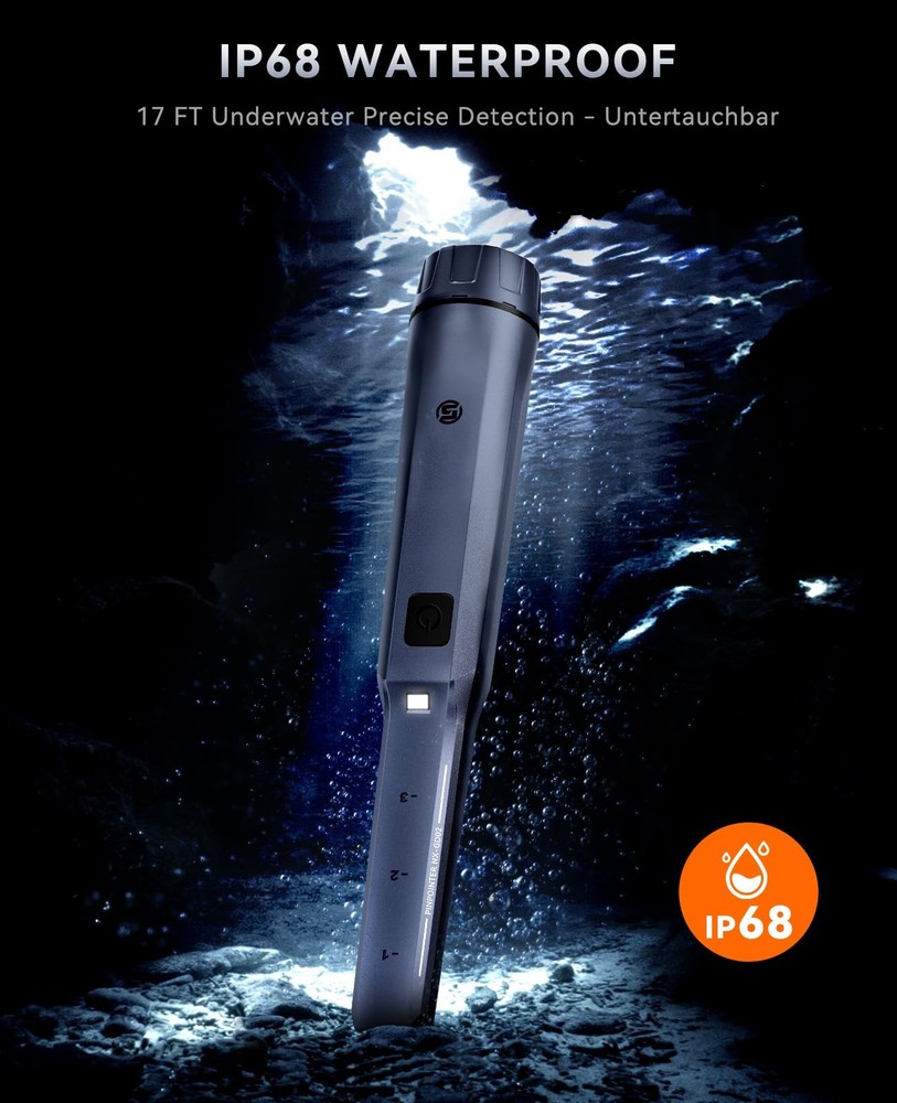Rechargeable Metal Detector Pinpointer with LCD Screen and Adjustable