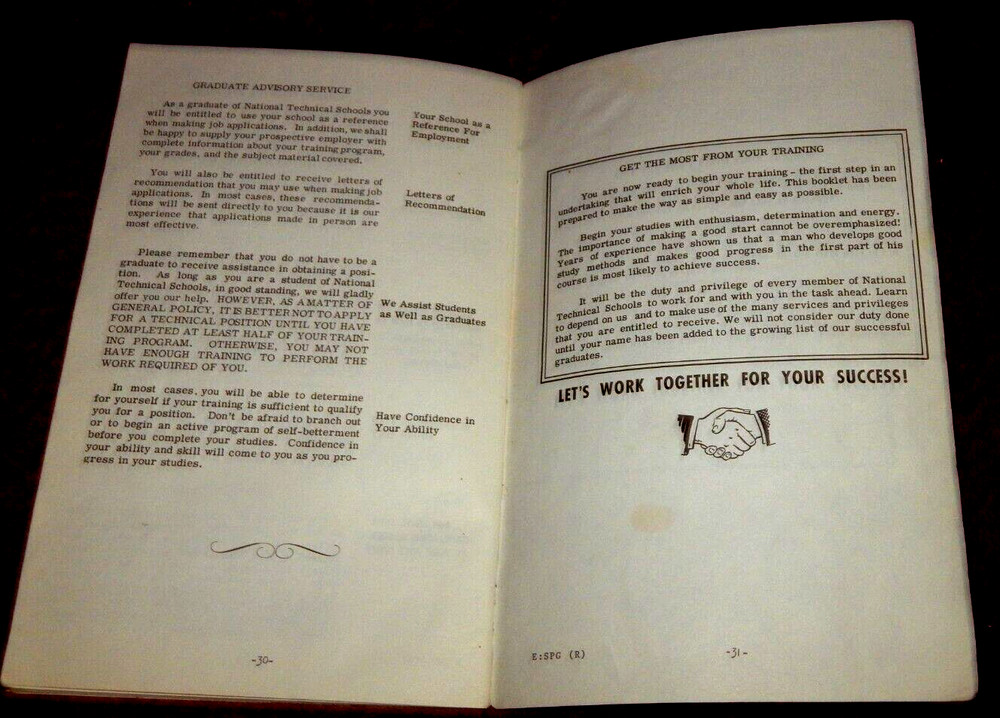 Vintage National Technical Schools Student Guide Book