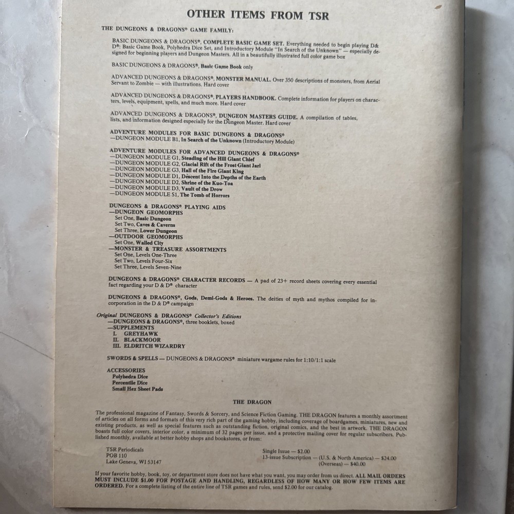 Vintage 1978 Dungeons & Dragons Basic Rule Book Blue Dragon 3Rd Edition #2001