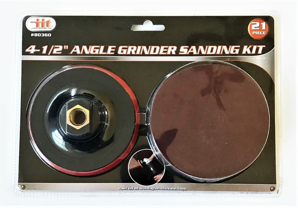 21 PIECE 4-1/2" ILLINOIS INDUSTRIAL ANGLE GRINDER SANDING DISC BACKING PAD KIT