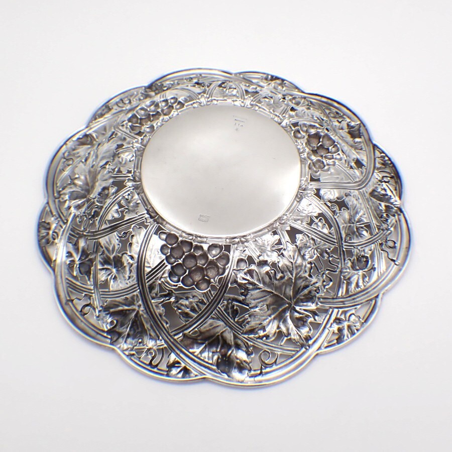 Open Work Grape Decorated Bowl Whiting Sterling Silver 1908