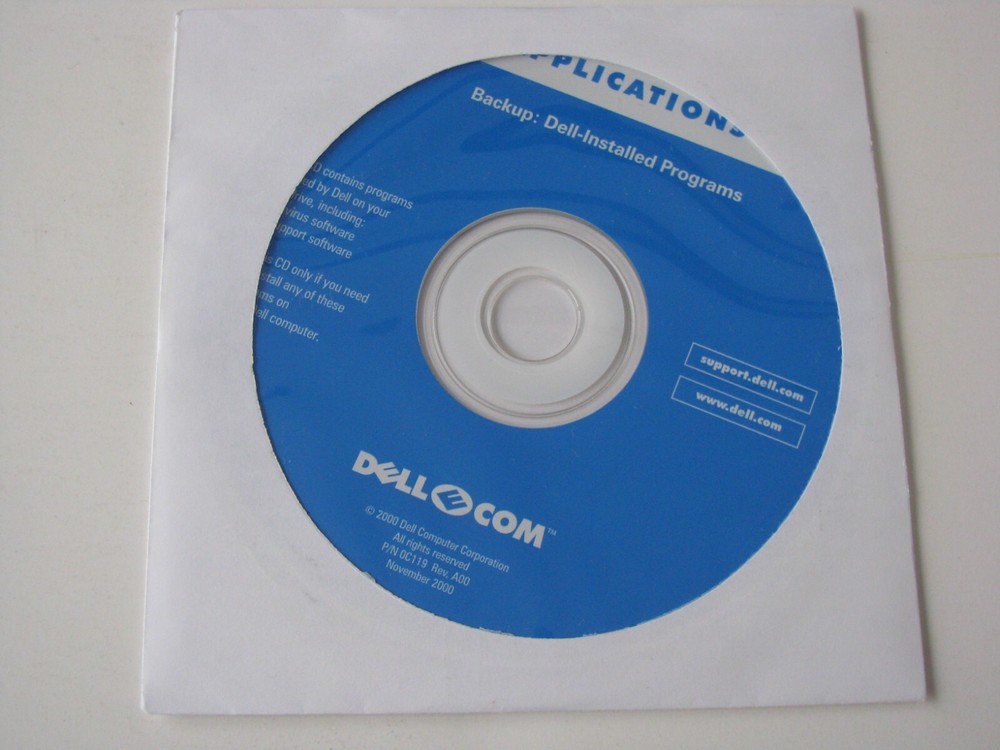 2000 Dell Applications Backup Dell-Installed Programs PC Software CD NO LICENSE
