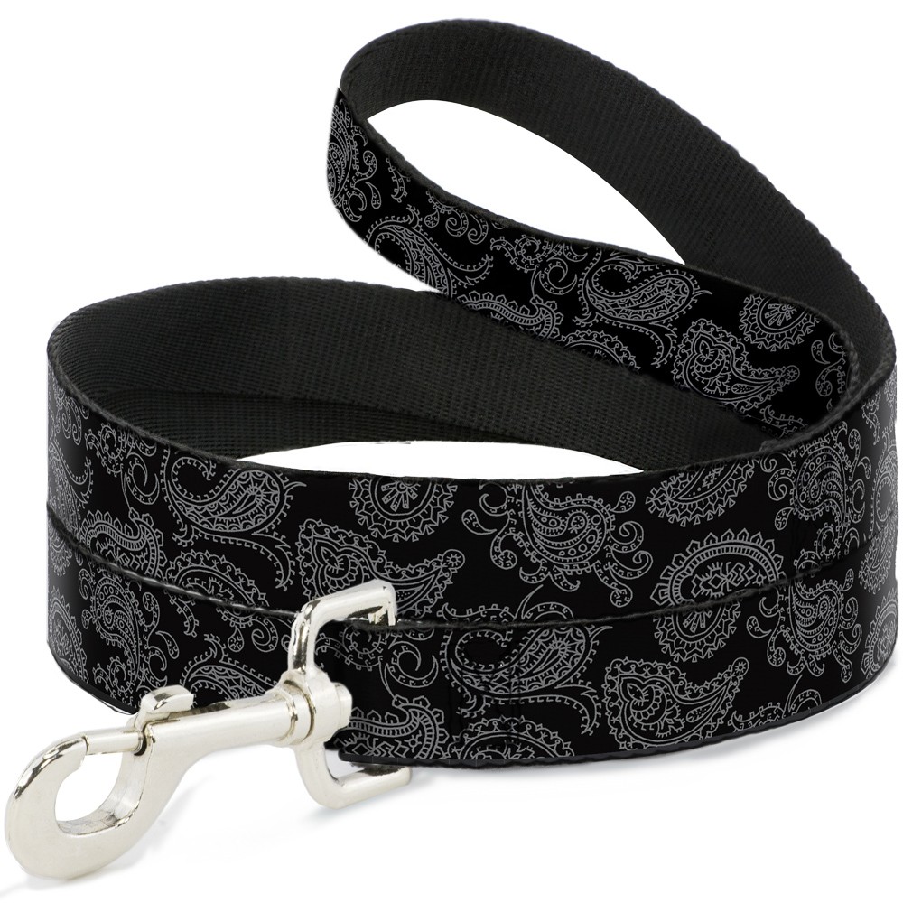 Dog Leash Bandana Black/Gray NARROW 0.5"