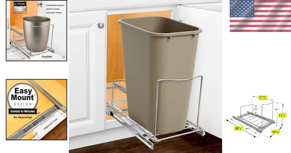 Elegant Pull-Out Trash Can Drawer - Under-Sink Organizer for Kitchen Cabinets
