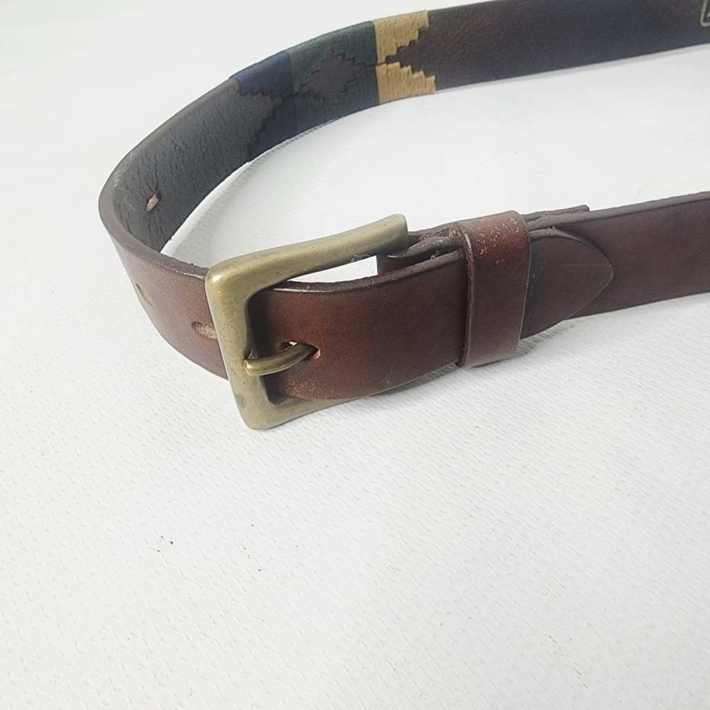 Luppi Woven Pattern Leather Brown Adjustable Southwestern Belt 34/85