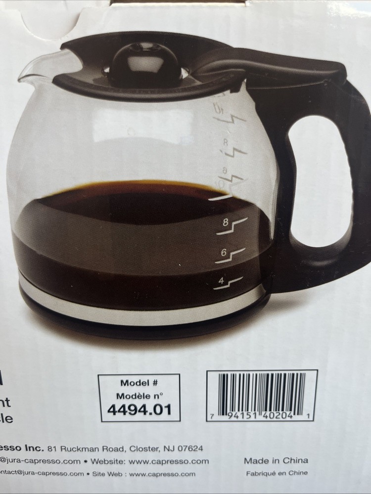 Capresso 4426.01 Drip-Resistant Ergonomic Handle Clear Replacement Carafe Cup