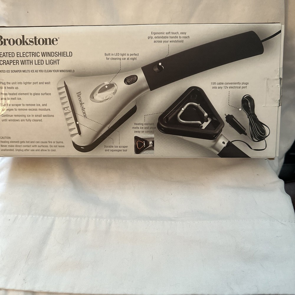 Brookstone Heated Electric Windshield Scraper with LED Light - Snow Ice Melter