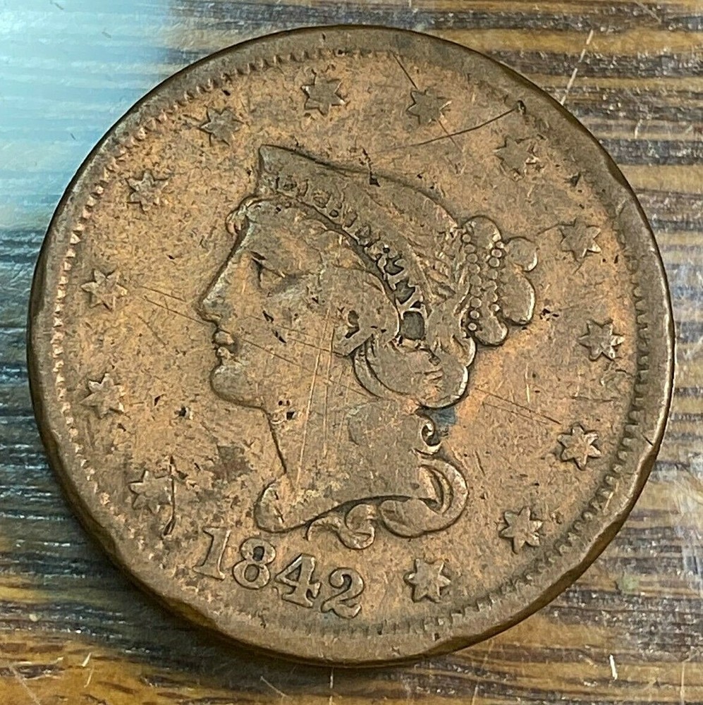 1842 Large Cent VG+ Well Below List CHN