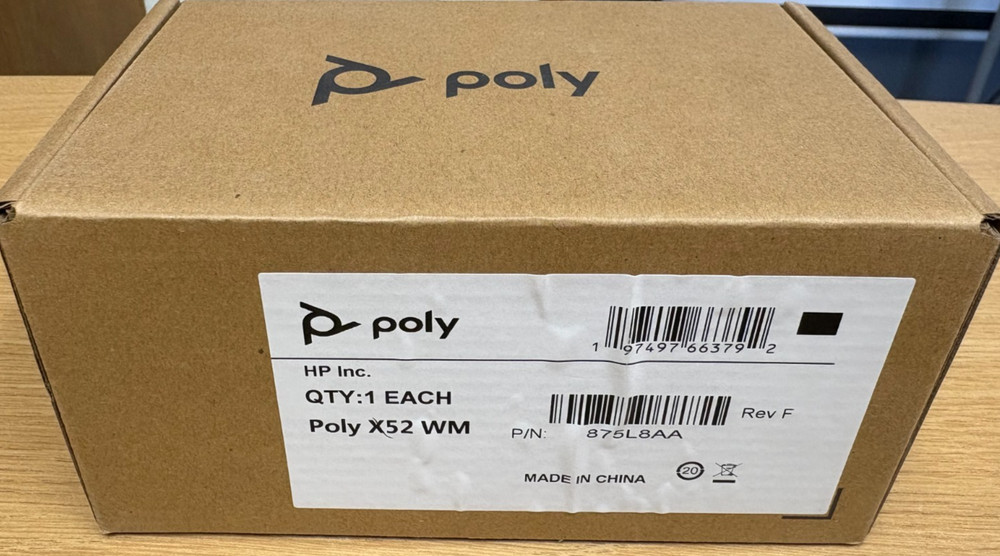Poly Studio X52 Wall Mount for Video Conferencing System (P/N: 875L8AA)