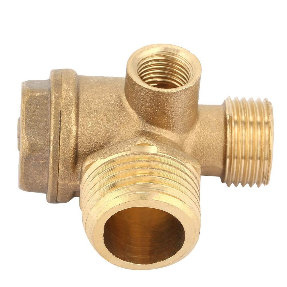 Air Compressor Check Valve, 3-Way Brass Male Threaded Air Compressor Check Va...