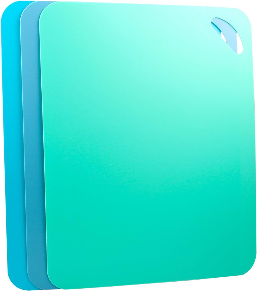 Plastic Flexible Cutting Mats for Kitchen 3Pcs Color Coded Chopping Board Set