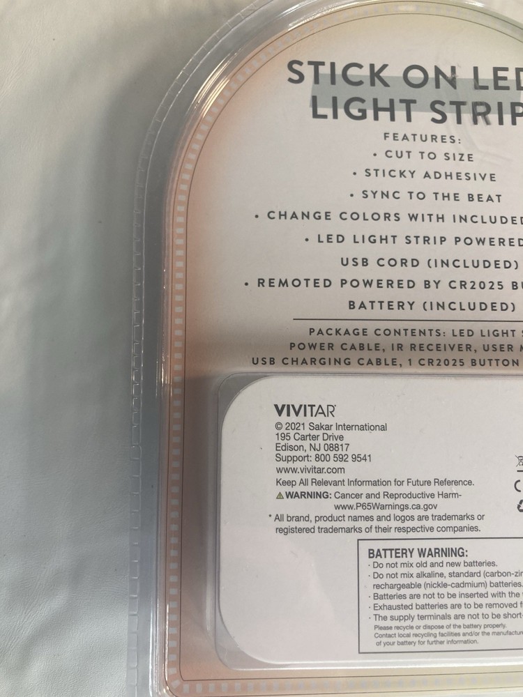 Vivitar Stick On LED Light Strip Multi Colored 78in per pack 2