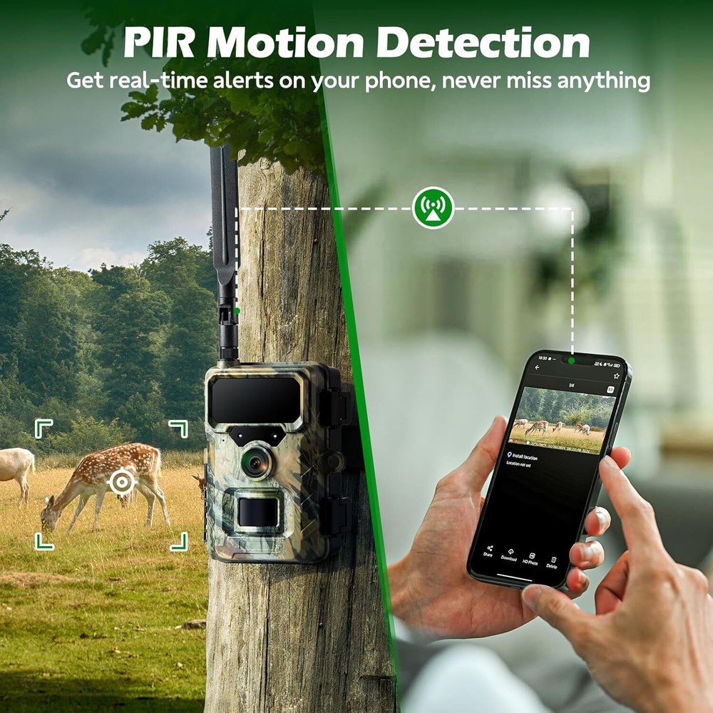 4G LTE Cellular Trail Camera + 64Gb SD Hunting Game Security Camera 0.1s Trigger