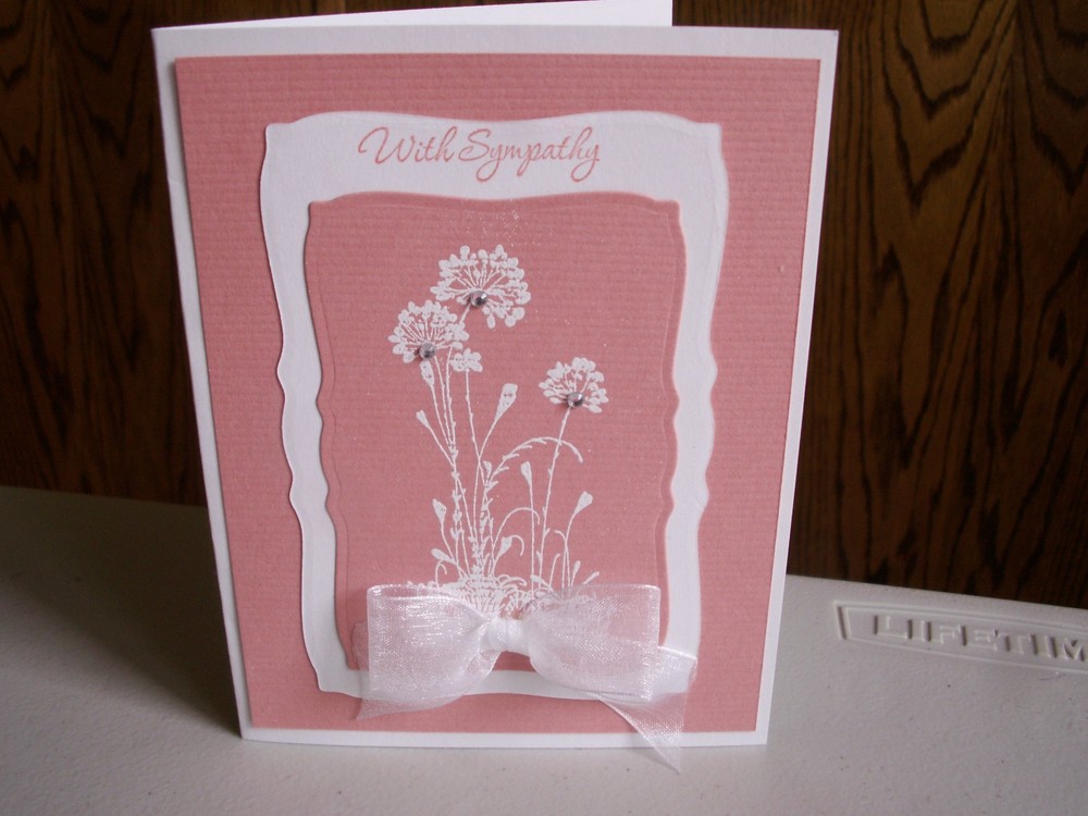 Handmade Sympathy Card Using Stampin Up Rhinestones Spellbinders