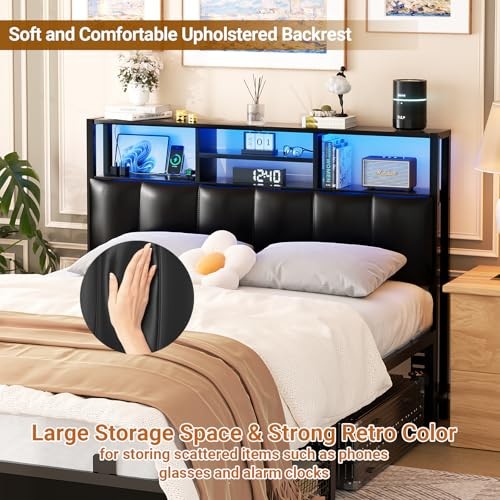 Headboard for Size Bed with Storage Headboards with Full Black Upholstered