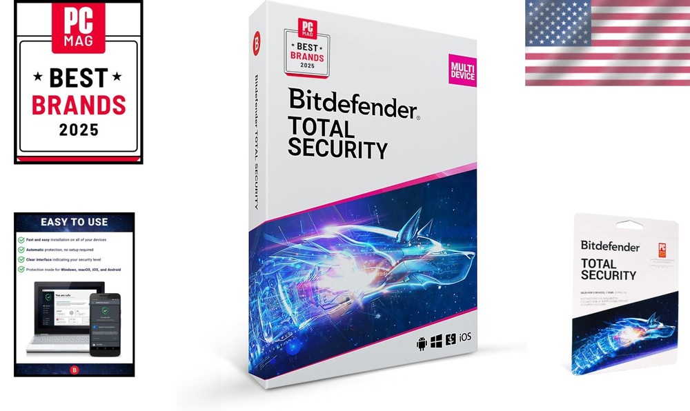 1- Subscription: Total Security Antivirus & VPN for 5 Devices – Eco-Friendly
