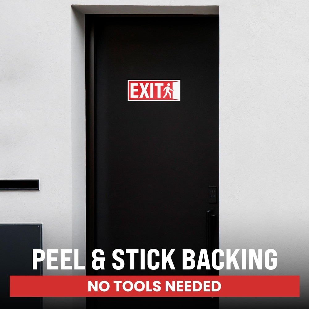 3pcs Exit Sign Stickers, 10" x 4" Weatherproof UV Laminated Vinyl Exit Sticke...