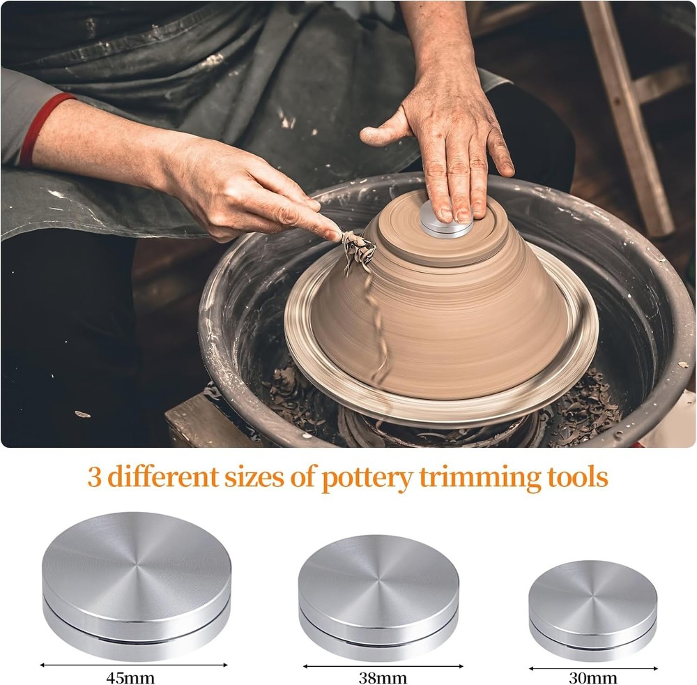 3 Pack Ceramic Clay Pottery Throwing Trimming Spinner Tool, silvery