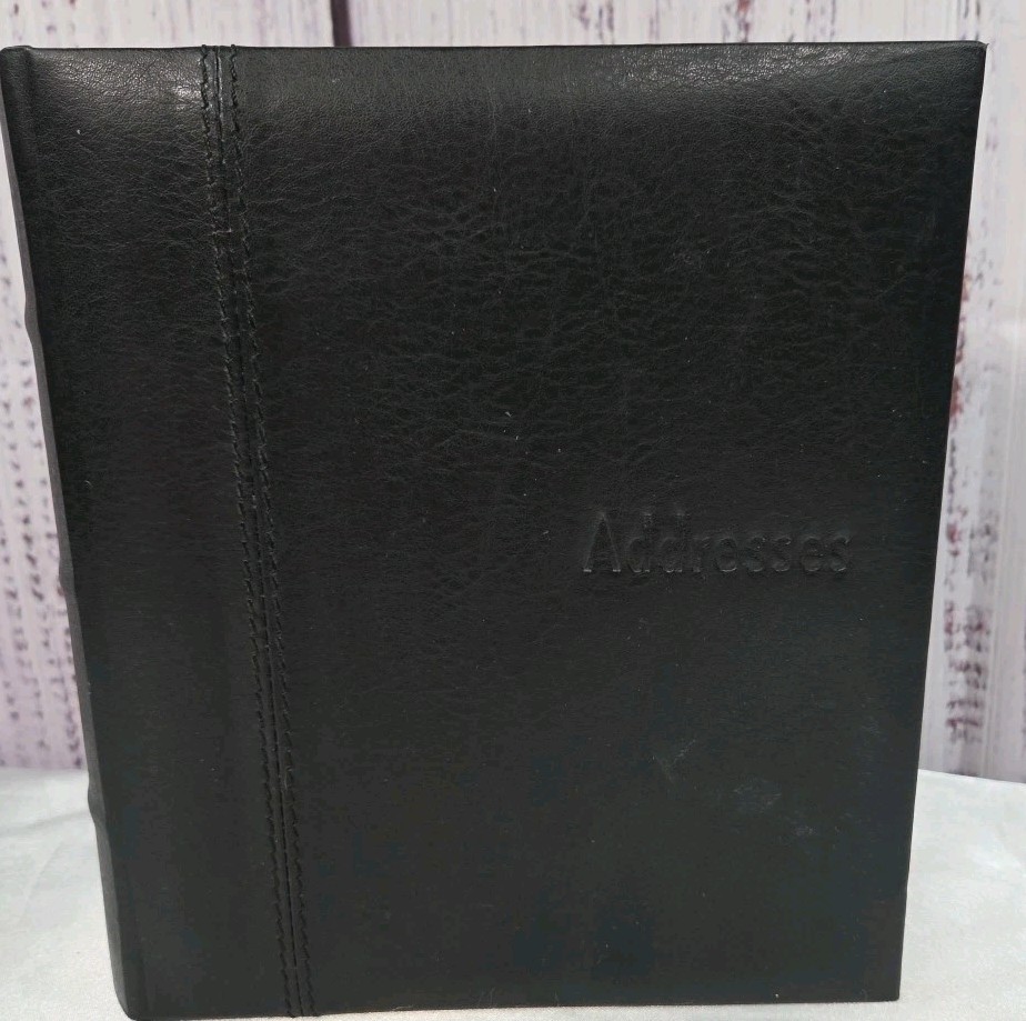 Hallmark Black Leather 6-Ring Address Book