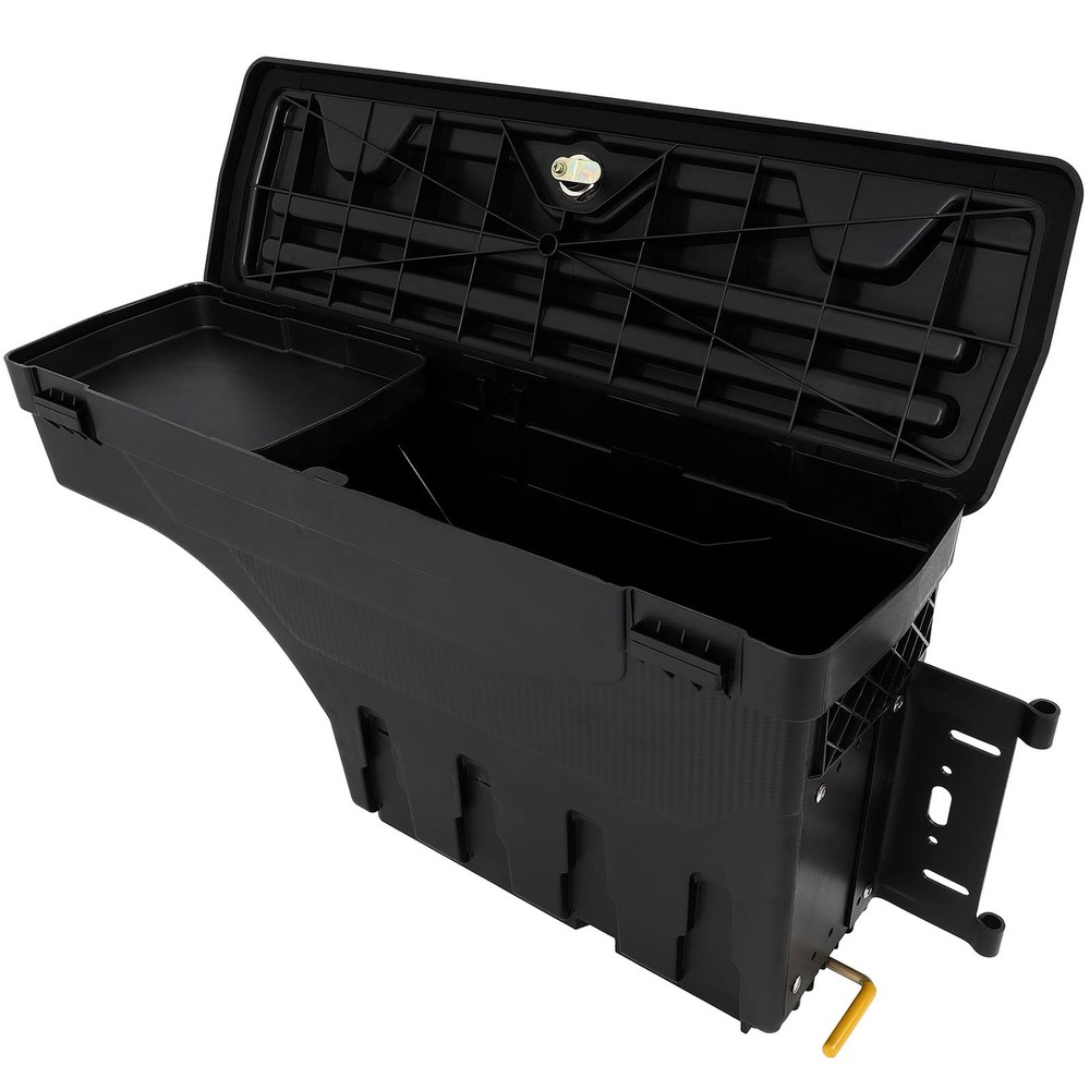 Truck Bed Storage Box Key Lockable Lid Swing Passenger Side Black