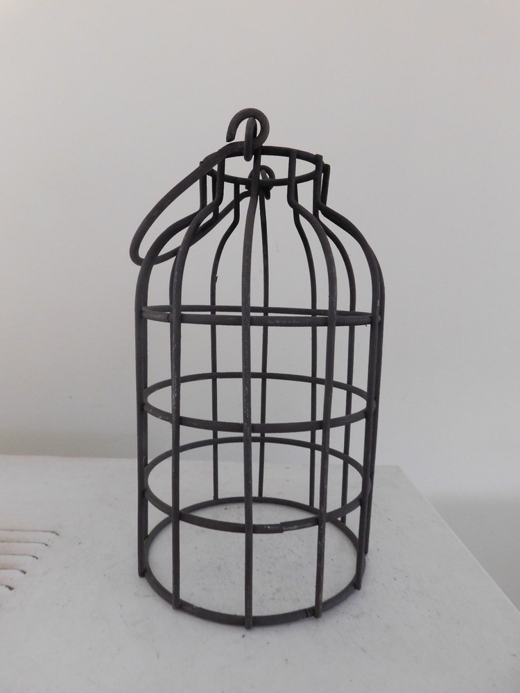 vintage rustic metal iron Wire Cage with handle BOTTOMLESS