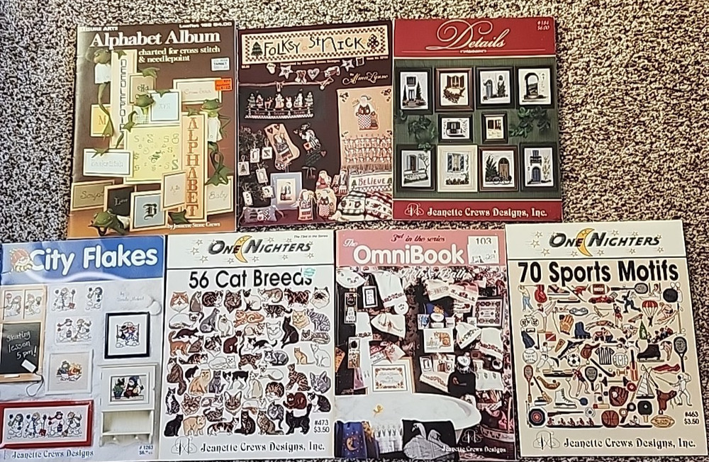 7 Jeanette Crew Designs Counted Cross Stitch Pattern Leaflets
