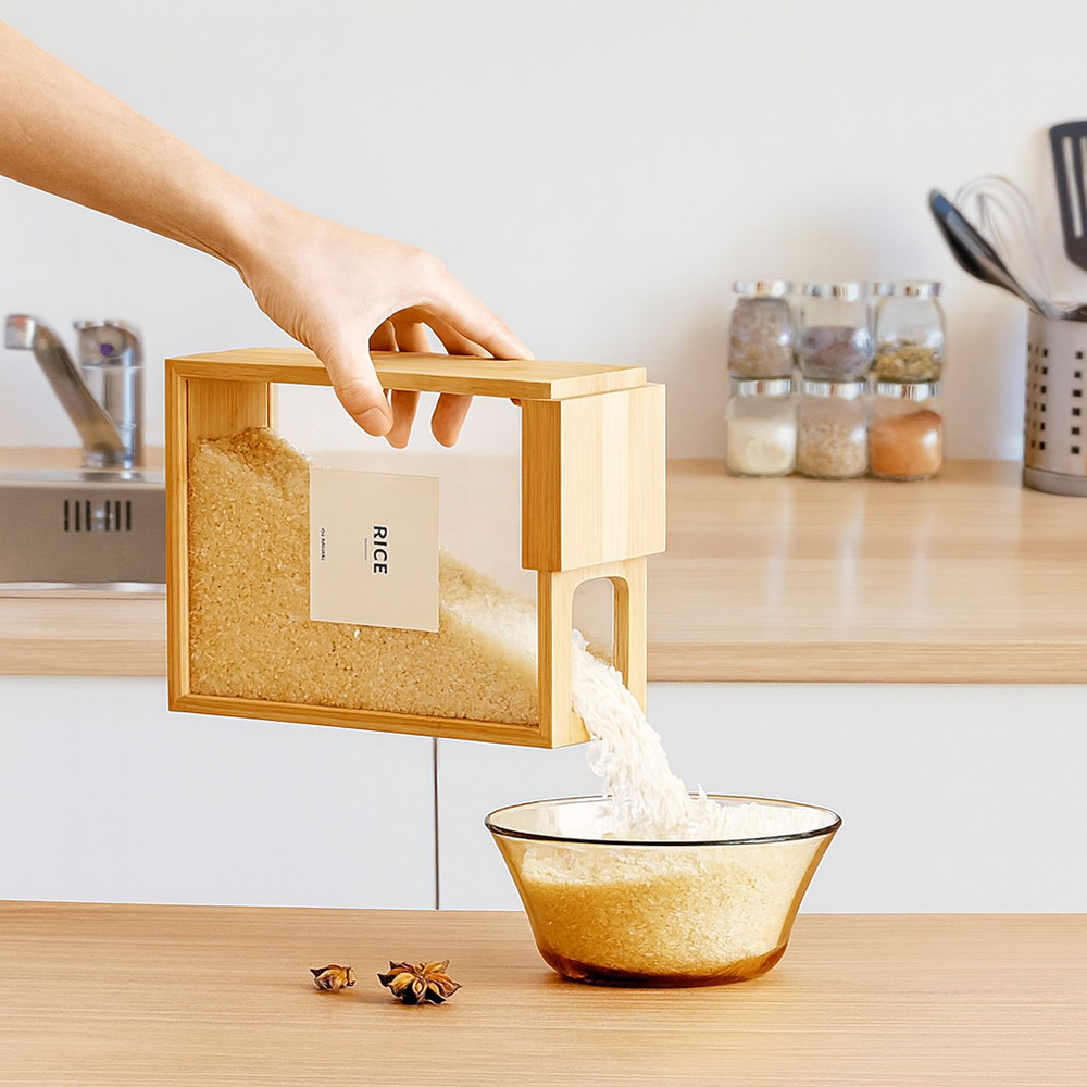 Bamboo Wooden Cereal Container with Window